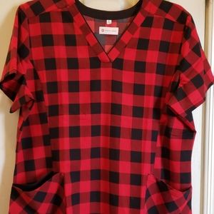 Plaid scrub top. New